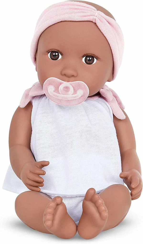Babi - Baby Doll Dark 14inc With Body Suit & Pink Headband 1 Babi - Baby Doll Dark 14inc With Body Suit & Pink Headband