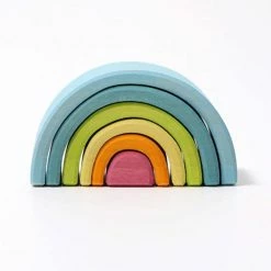 Grimms Toys Grimms - Stacking Wooden Rainbow - Pastel - Small