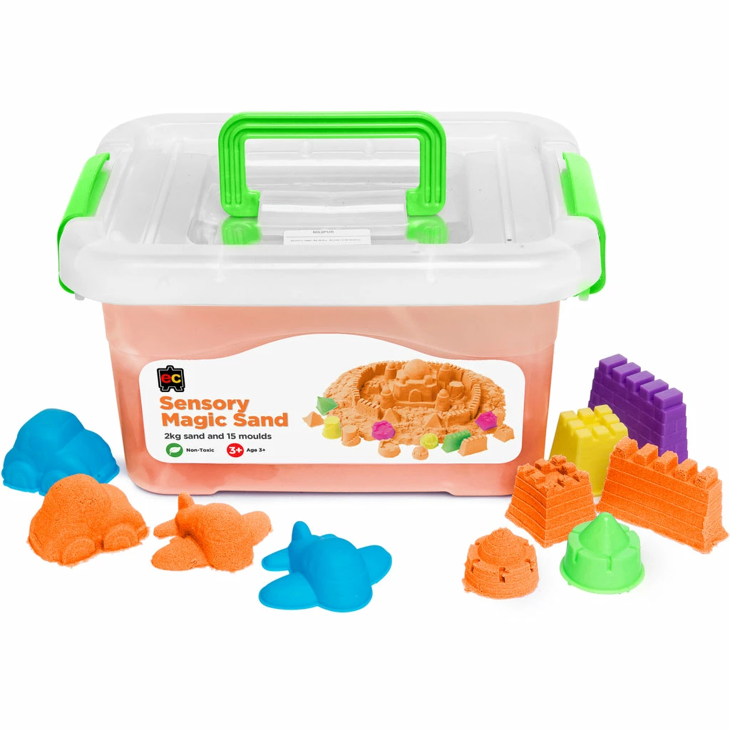 Edvantage EC - Sensory Magic Sand With Moulds 2Kg Tub Orange 1 Edvantage EC - Sensory Magic Sand With Moulds 2Kg Tub Orange